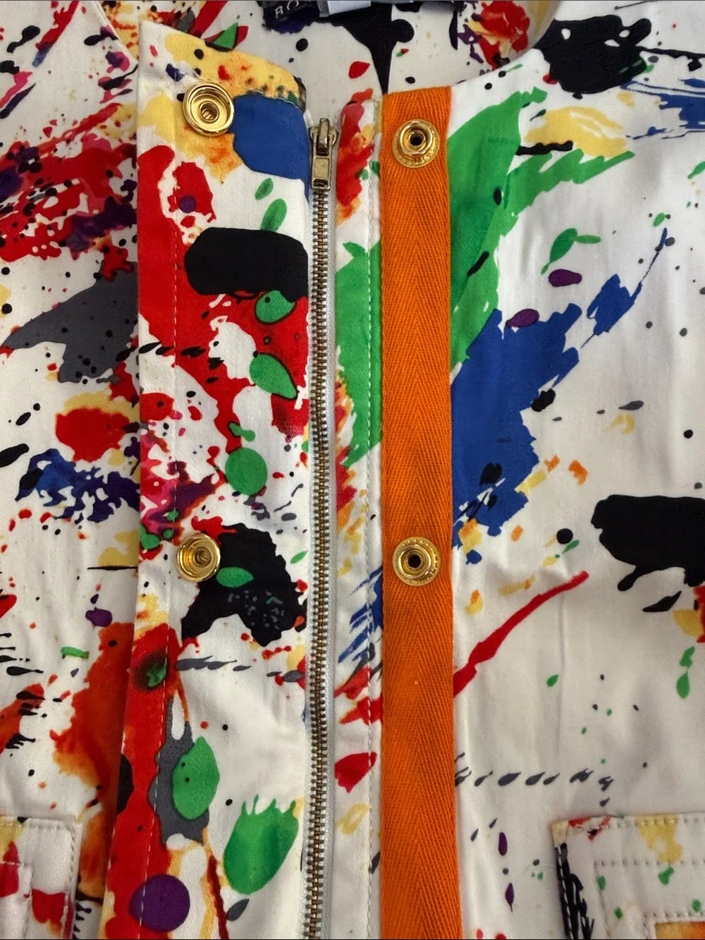 Muse White Cropped Blazer with Multicolor Paint-Splash Print - Picture 8 of 10